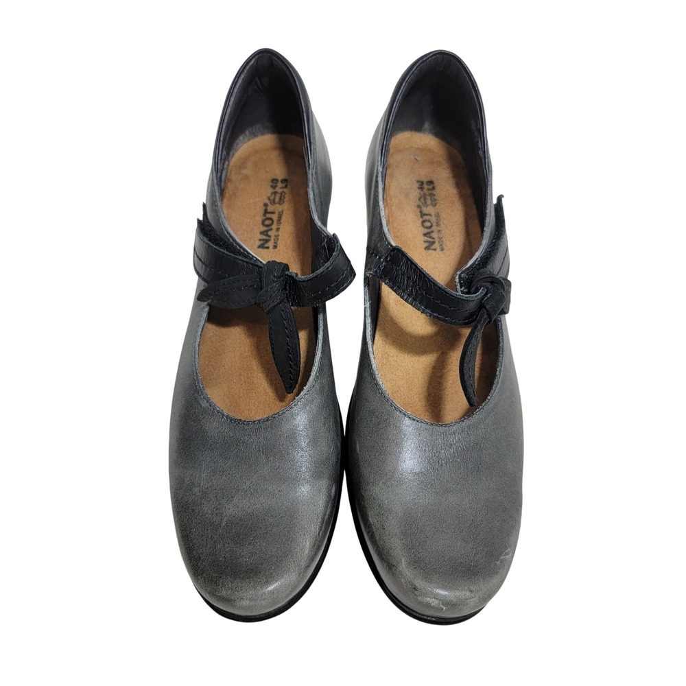 Naot Two-Tone Gray and Black Knot-Strap Heels - Picture 2 of 12